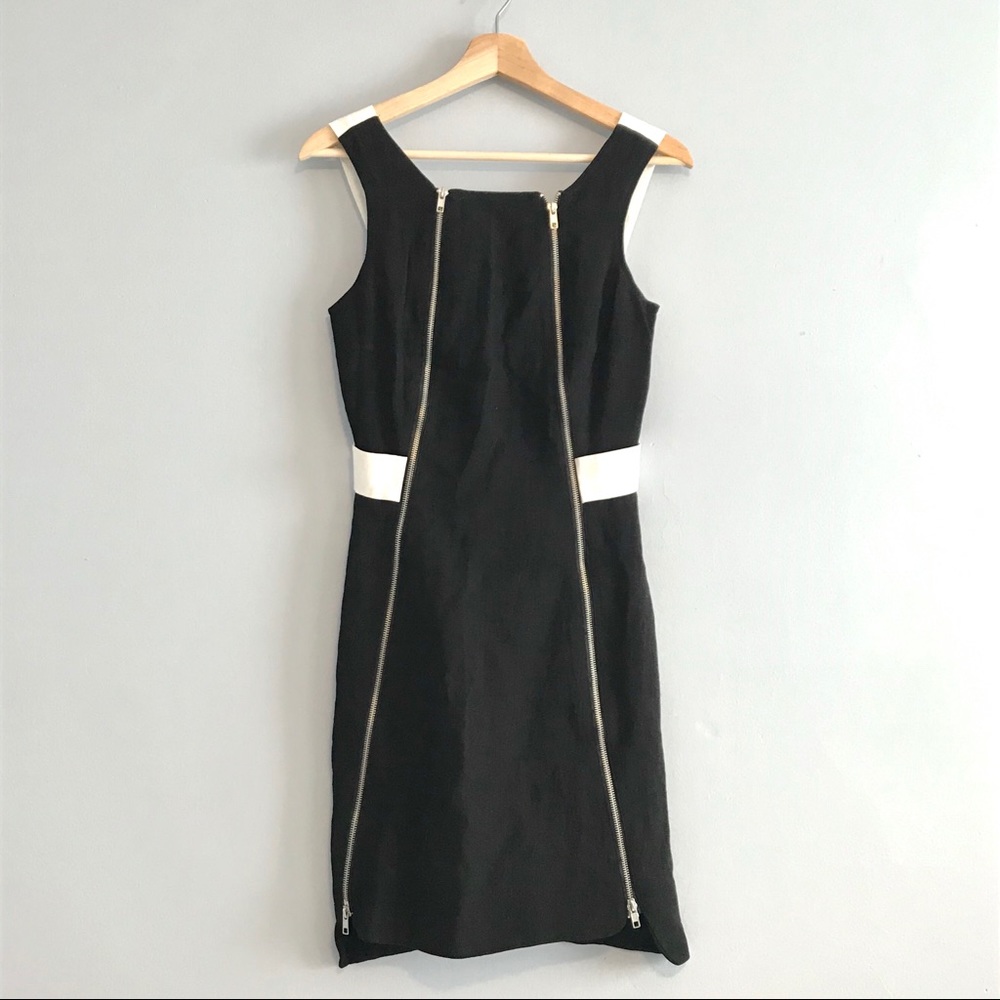 Black and White Dress with Zipper Detailing